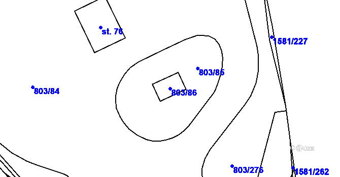 Parcela st. 803/86 v KÚ Ostrov u Tachova, Katastrální mapa