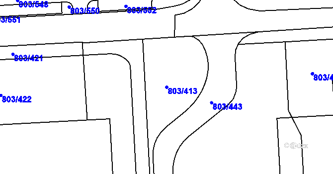Parcela st. 803/413 v KÚ Ostrov u Tachova, Katastrální mapa