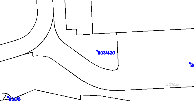 Parcela st. 803/420 v KÚ Ostrov u Tachova, Katastrální mapa