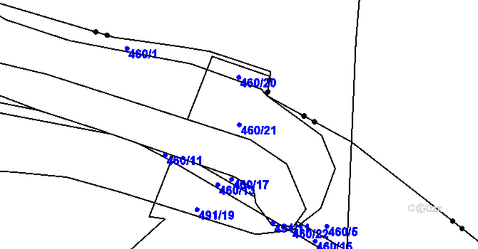 Parcela st. 460/21 v KÚ Ostrov u Tachova, Katastrální mapa