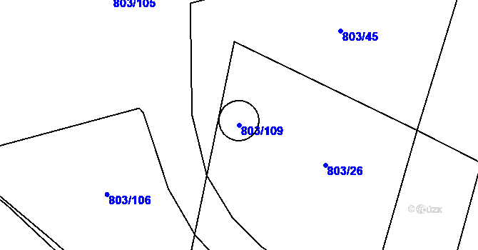 Parcela st. 803/109 v KÚ Ostrov u Tachova, Katastrální mapa