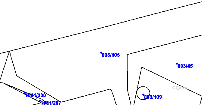 Parcela st. 803/105 v KÚ Ostrov u Tachova, Katastrální mapa