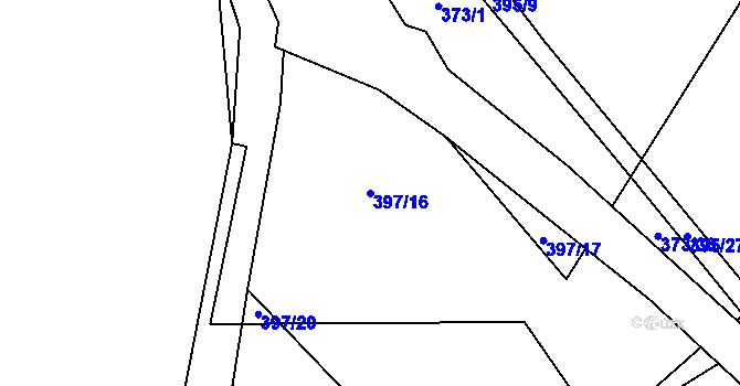 Parcela st. 397/16 v KÚ Ostrov u Tachova, Katastrální mapa