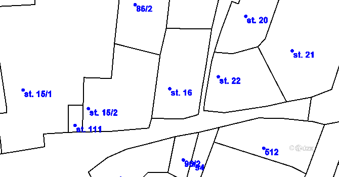 Parcela st. 16 v KÚ Ostrov, Katastrální mapa