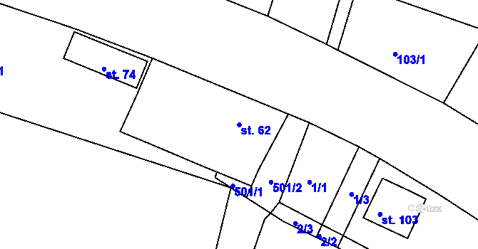 Parcela st. 62 v KÚ Ostrov, Katastrální mapa