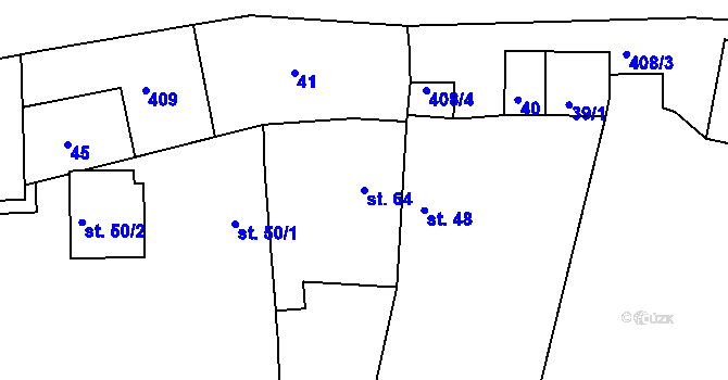 Parcela st. 64 v KÚ Ostrov, Katastrální mapa