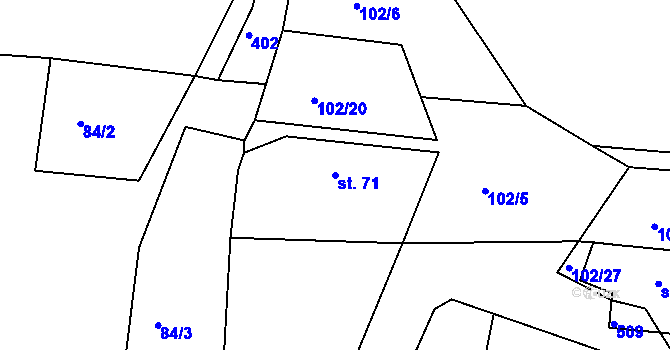 Parcela st. 71 v KÚ Ostrov, Katastrální mapa
