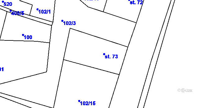 Parcela st. 73 v KÚ Ostrov, Katastrální mapa