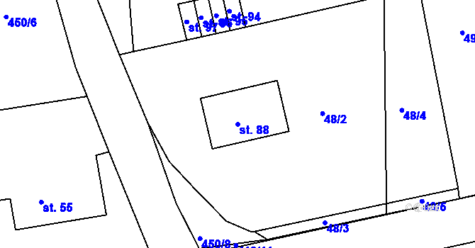 Parcela st. 88 v KÚ Ostrov, Katastrální mapa