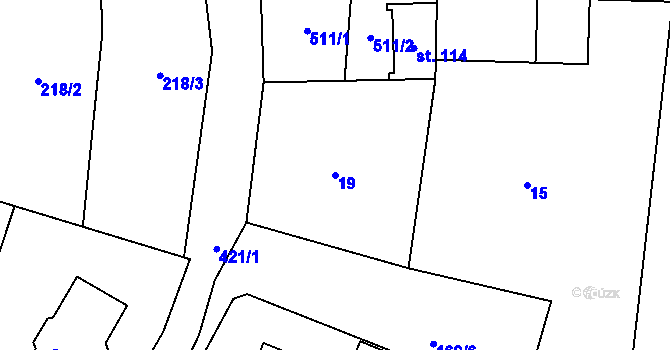 Parcela st. 19 v KÚ Ostrov, Katastrální mapa