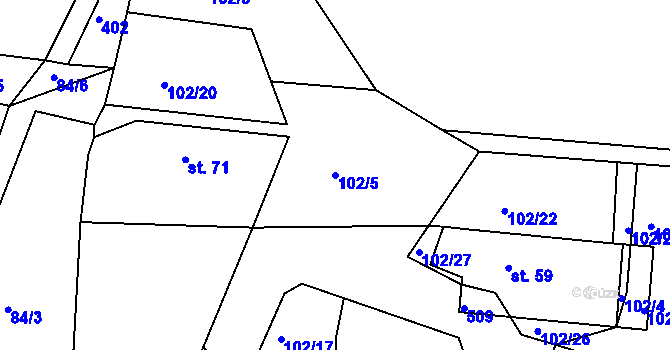 Parcela st. 102/5 v KÚ Ostrov, Katastrální mapa