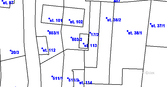 Parcela st. 113 v KÚ Ostrov, Katastrální mapa