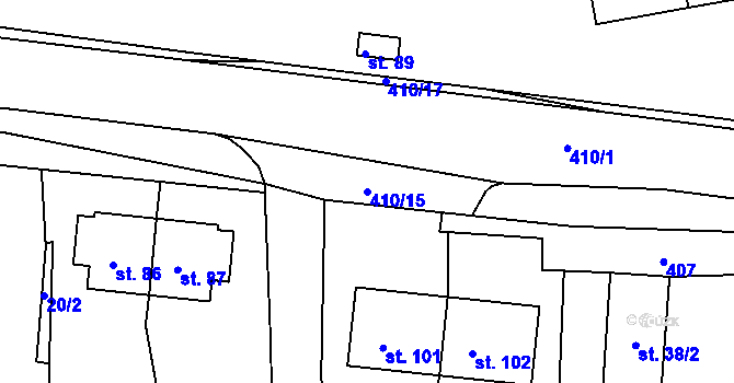 Parcela st. 410/15 v KÚ Ostrov, Katastrální mapa
