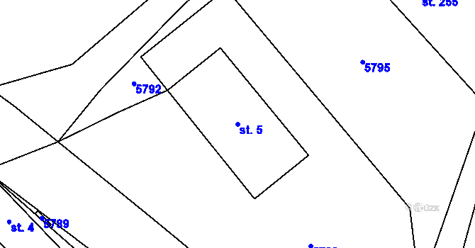 Parcela st. 5 v KÚ Ostrov u Lanškrouna, Katastrální mapa