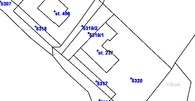 Parcela st. 237 v KÚ Ostrov u Lanškrouna, Katastrální mapa