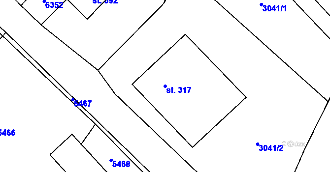 Parcela st. 317 v KÚ Ostrov u Lanškrouna, Katastrální mapa