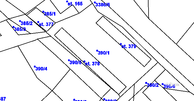 Parcela st. 390/1 v KÚ Ostrov u Lanškrouna, Katastrální mapa