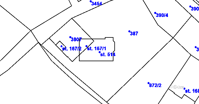 Parcela st. 514 v KÚ Ostrov u Lanškrouna, Katastrální mapa