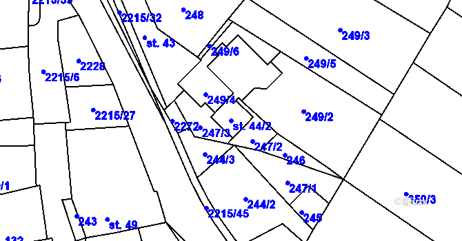 Parcela st. 44/2 v KÚ Ostrov nad Oslavou, Katastrální mapa