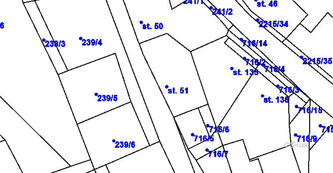 Parcela st. 51 v KÚ Ostrov nad Oslavou, Katastrální mapa