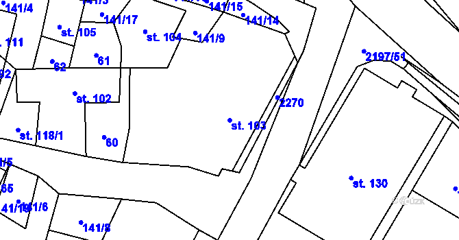 Parcela st. 103 v KÚ Ostrov nad Oslavou, Katastrální mapa