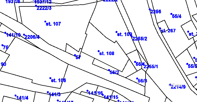 Parcela st. 108 v KÚ Ostrov nad Oslavou, Katastrální mapa