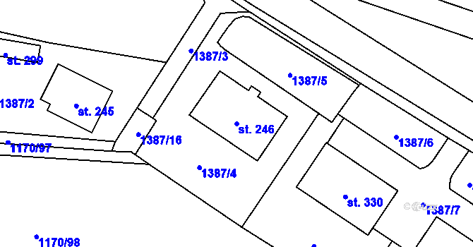 Parcela st. 246 v KÚ Ostrov nad Oslavou, Katastrální mapa