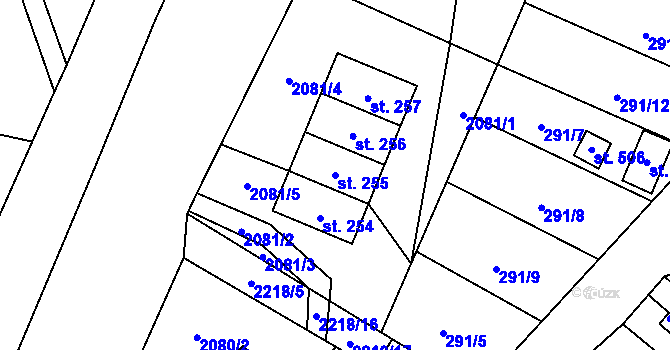 Parcela st. 255 v KÚ Ostrov nad Oslavou, Katastrální mapa