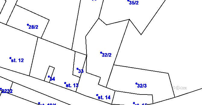 Parcela st. 32/2 v KÚ Ostrov nad Oslavou, Katastrální mapa