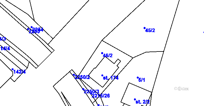 Parcela st. 46/2 v KÚ Ostrov nad Oslavou, Katastrální mapa