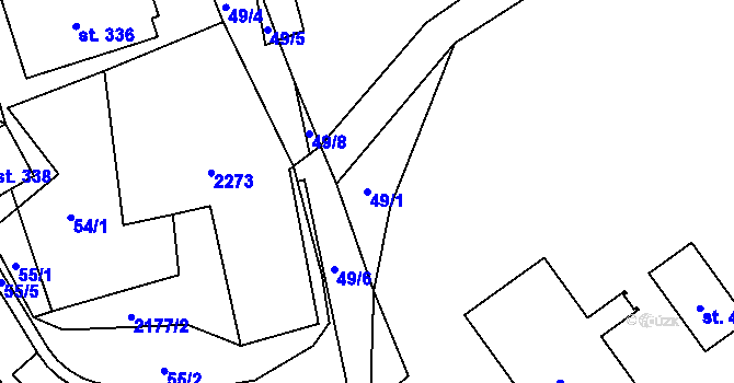 Parcela st. 49/1 v KÚ Ostrov nad Oslavou, Katastrální mapa