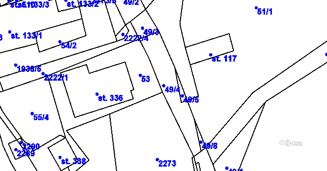Parcela st. 49/4 v KÚ Ostrov nad Oslavou, Katastrální mapa