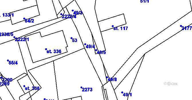Parcela st. 49/5 v KÚ Ostrov nad Oslavou, Katastrální mapa