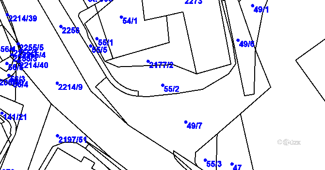 Parcela st. 55/2 v KÚ Ostrov nad Oslavou, Katastrální mapa