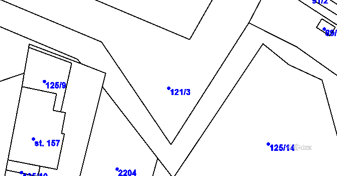 Parcela st. 121/3 v KÚ Ostrov nad Oslavou, Katastrální mapa