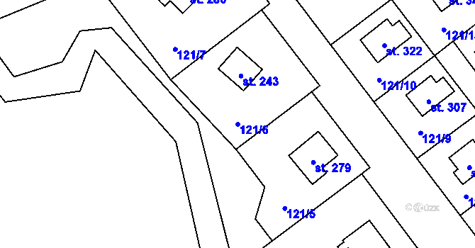 Parcela st. 121/6 v KÚ Ostrov nad Oslavou, Katastrální mapa