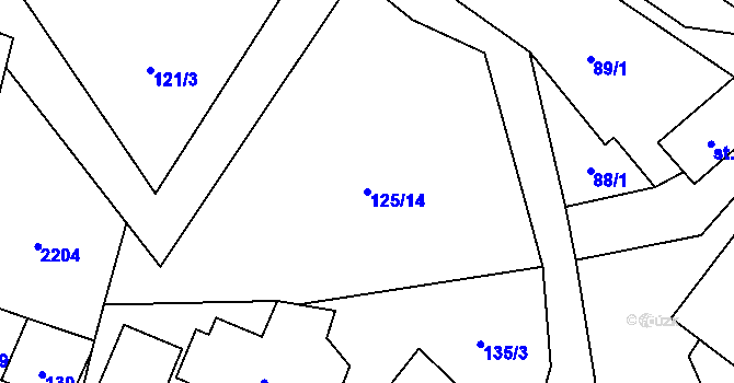 Parcela st. 125/14 v KÚ Ostrov nad Oslavou, Katastrální mapa