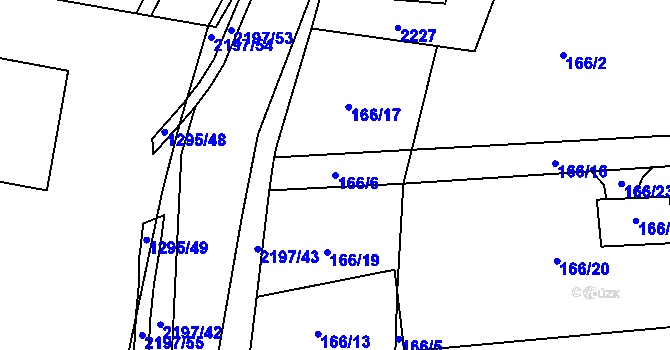 Parcela st. 166/6 v KÚ Ostrov nad Oslavou, Katastrální mapa