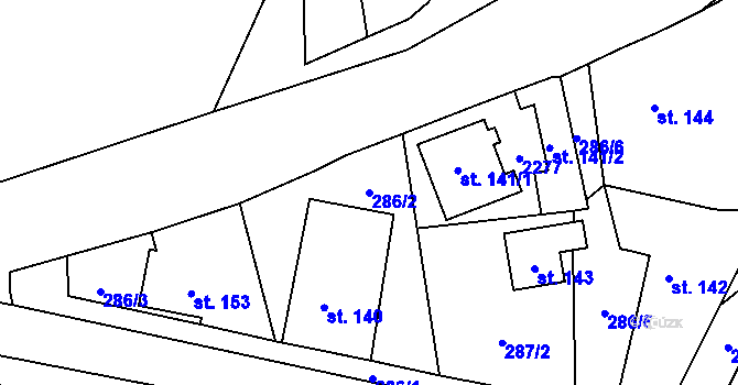 Parcela st. 286/2 v KÚ Ostrov nad Oslavou, Katastrální mapa