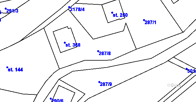 Parcela st. 287/8 v KÚ Ostrov nad Oslavou, Katastrální mapa