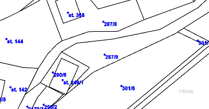 Parcela st. 287/9 v KÚ Ostrov nad Oslavou, Katastrální mapa