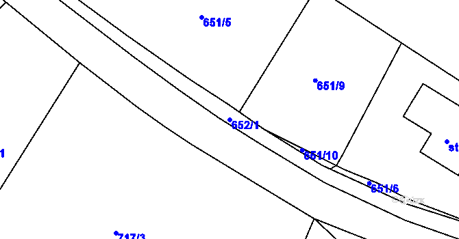 Parcela st. 652/1 v KÚ Ostrov nad Oslavou, Katastrální mapa