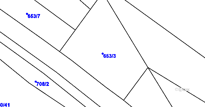 Parcela st. 653/3 v KÚ Ostrov nad Oslavou, Katastrální mapa
