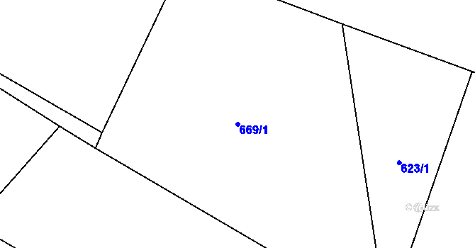 Parcela st. 669/1 v KÚ Ostrov nad Oslavou, Katastrální mapa
