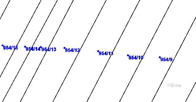 Parcela st. 954/11 v KÚ Ostrov nad Oslavou, Katastrální mapa