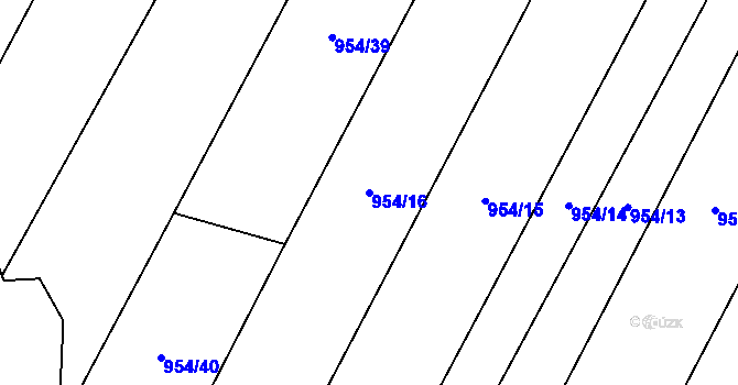 Parcela st. 954/16 v KÚ Ostrov nad Oslavou, Katastrální mapa