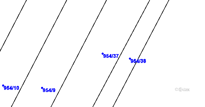 Parcela st. 954/37 v KÚ Ostrov nad Oslavou, Katastrální mapa