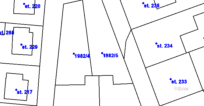 Parcela st. 1982/5 v KÚ Ostrov nad Oslavou, Katastrální mapa