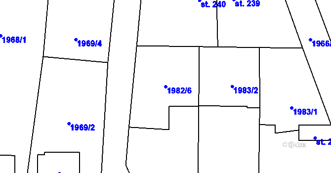 Parcela st. 1982/6 v KÚ Ostrov nad Oslavou, Katastrální mapa