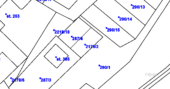 Parcela st. 2179/2 v KÚ Ostrov nad Oslavou, Katastrální mapa